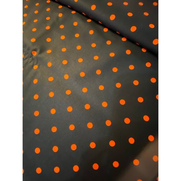 DAVID TEXTILES Black Orange Polka Dots Cotton BTHY Fabric HALLOWEEN Fall Dot - Picture 1 of 3